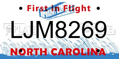 LJM8269 North Carolina License Plate