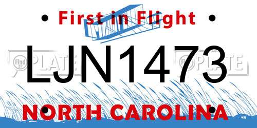 LJN1473 North Carolina License Plate