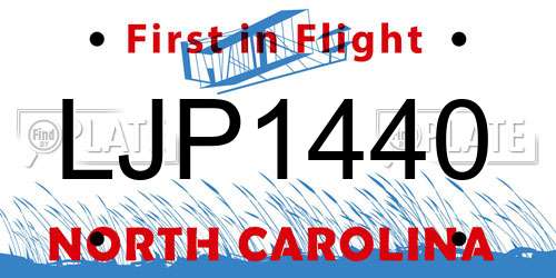 LJP1440 North Carolina License Plate