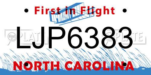 LJP6383 North Carolina License Plate