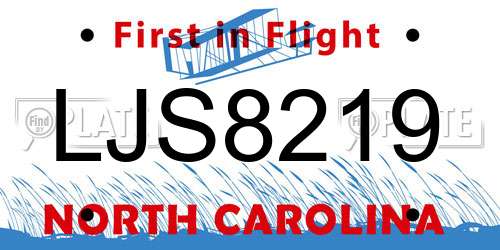 LJS8219 North Carolina License Plate