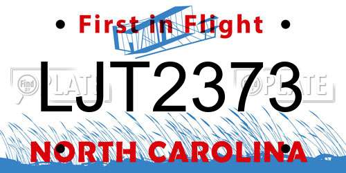 LJT2373 North Carolina License Plate