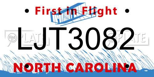 LJT3082 North Carolina License Plate