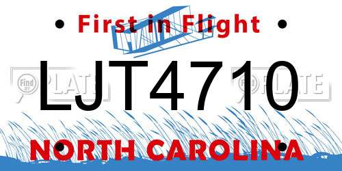 LJT4710 North Carolina License Plate