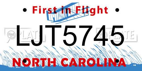 LJT5745 North Carolina License Plate
