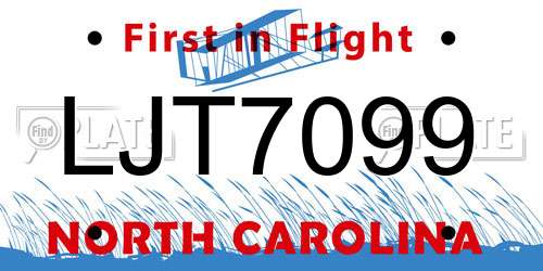 LJT7099 North Carolina License Plate
