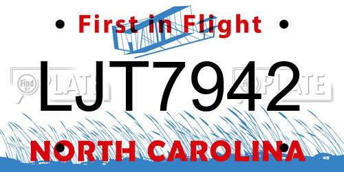 LJT7942 North Carolina License Plate