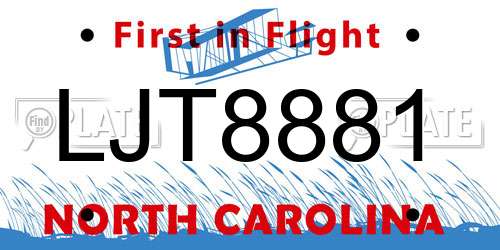 LJT8881 North Carolina License Plate