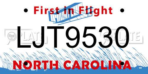 LJT9530 North Carolina License Plate