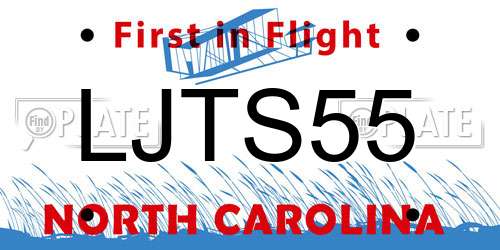 LJTS55 North Carolina License Plate