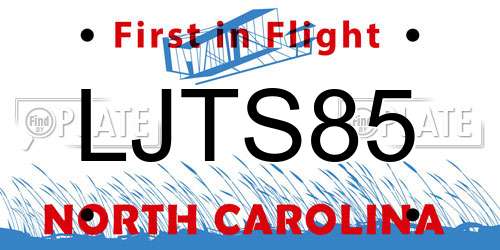 LJTS85 North Carolina License Plate