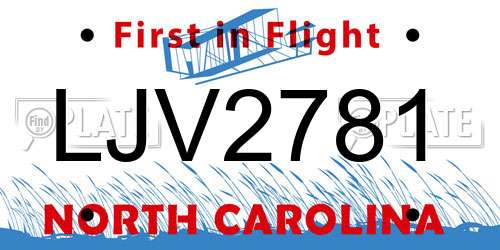 LJV2781 North Carolina License Plate