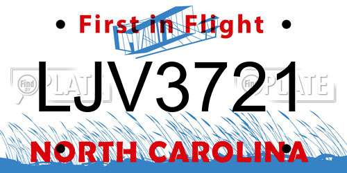 LJV3721 North Carolina License Plate