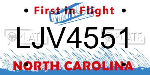 LJV4551 North Carolina License Plate