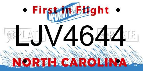LJV4644 North Carolina License Plate
