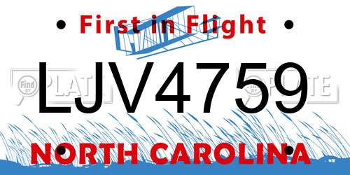 LJV4759 North Carolina License Plate
