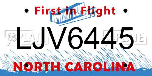 LJV6445 North Carolina License Plate