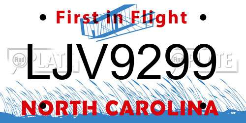 LJV9299 North Carolina License Plate