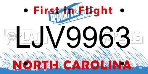 LJV9963 North Carolina License Plate