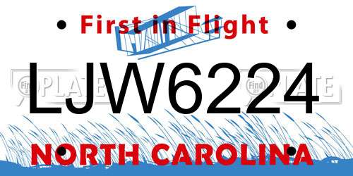 LJW6224 North Carolina License Plate