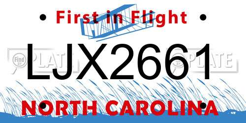 LJX2661 North Carolina License Plate
