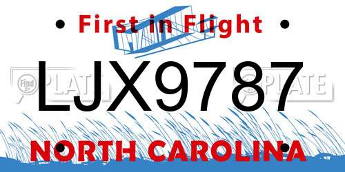 LJX9787 North Carolina License Plate