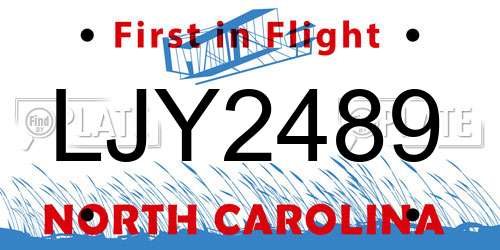LJY2489 North Carolina License Plate