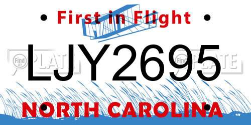 LJY2695 North Carolina License Plate