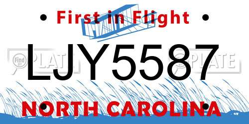 LJY5587 North Carolina License Plate