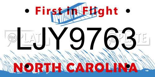 LJY9763 North Carolina License Plate