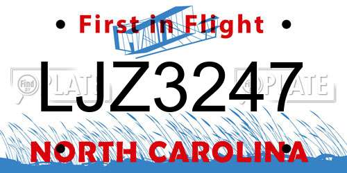 LJZ3247 North Carolina License Plate