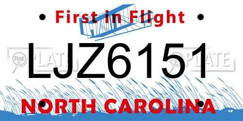 LJZ6151 North Carolina License Plate