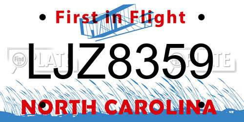 LJZ8359 North Carolina License Plate