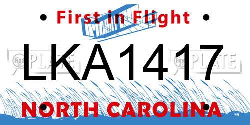 LKA1417 North Carolina License Plate