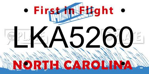 LKA5260 North Carolina License Plate