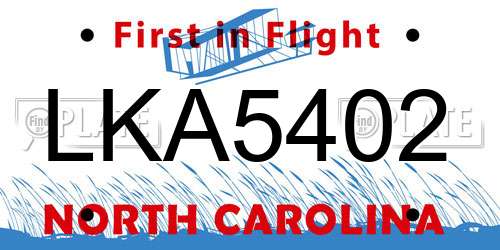 LKA5402 North Carolina License Plate