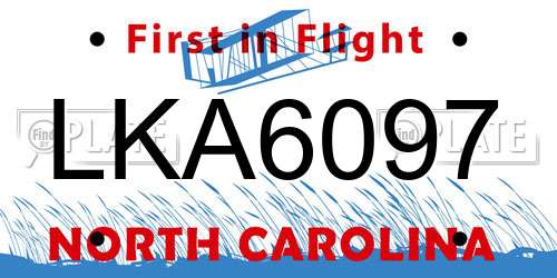 LKA6097 North Carolina License Plate