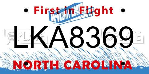 LKA8369 North Carolina License Plate
