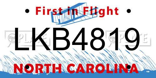 LKB4819 North Carolina License Plate