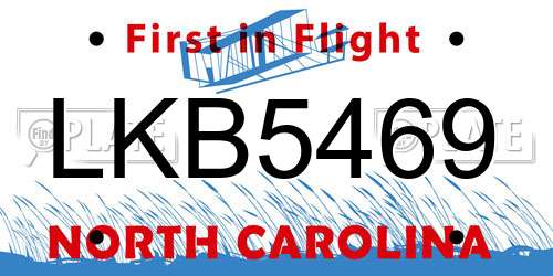 LKB5469 North Carolina License Plate