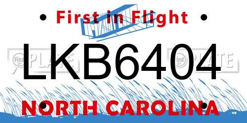 LKB6404 North Carolina License Plate