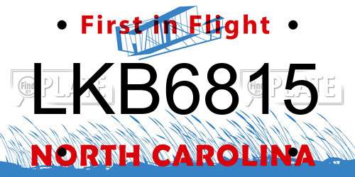 LKB6815 North Carolina License Plate