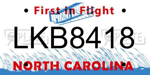 LKB8418 North Carolina License Plate