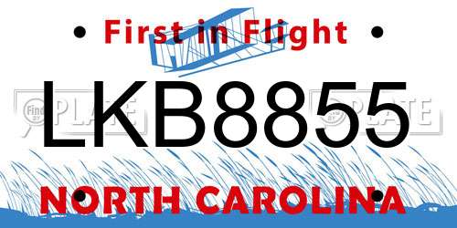 LKB8855 North Carolina License Plate
