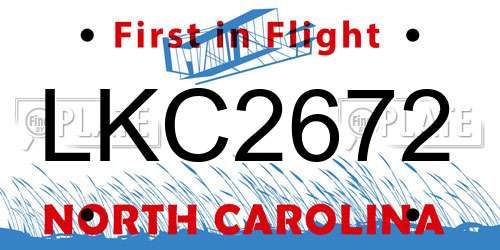 LKC2672 North Carolina License Plate