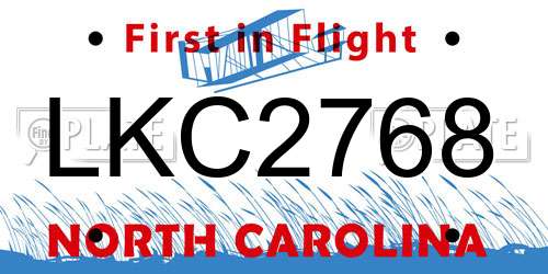 LKC2768 North Carolina License Plate
