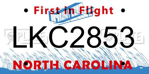 LKC2853 North Carolina License Plate