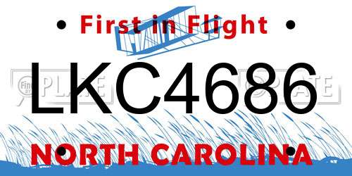 LKC4686 North Carolina License Plate