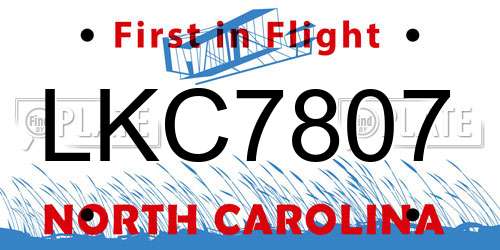LKC7807 North Carolina License Plate