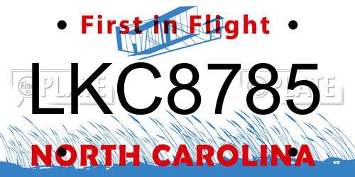 LKC8785 North Carolina License Plate